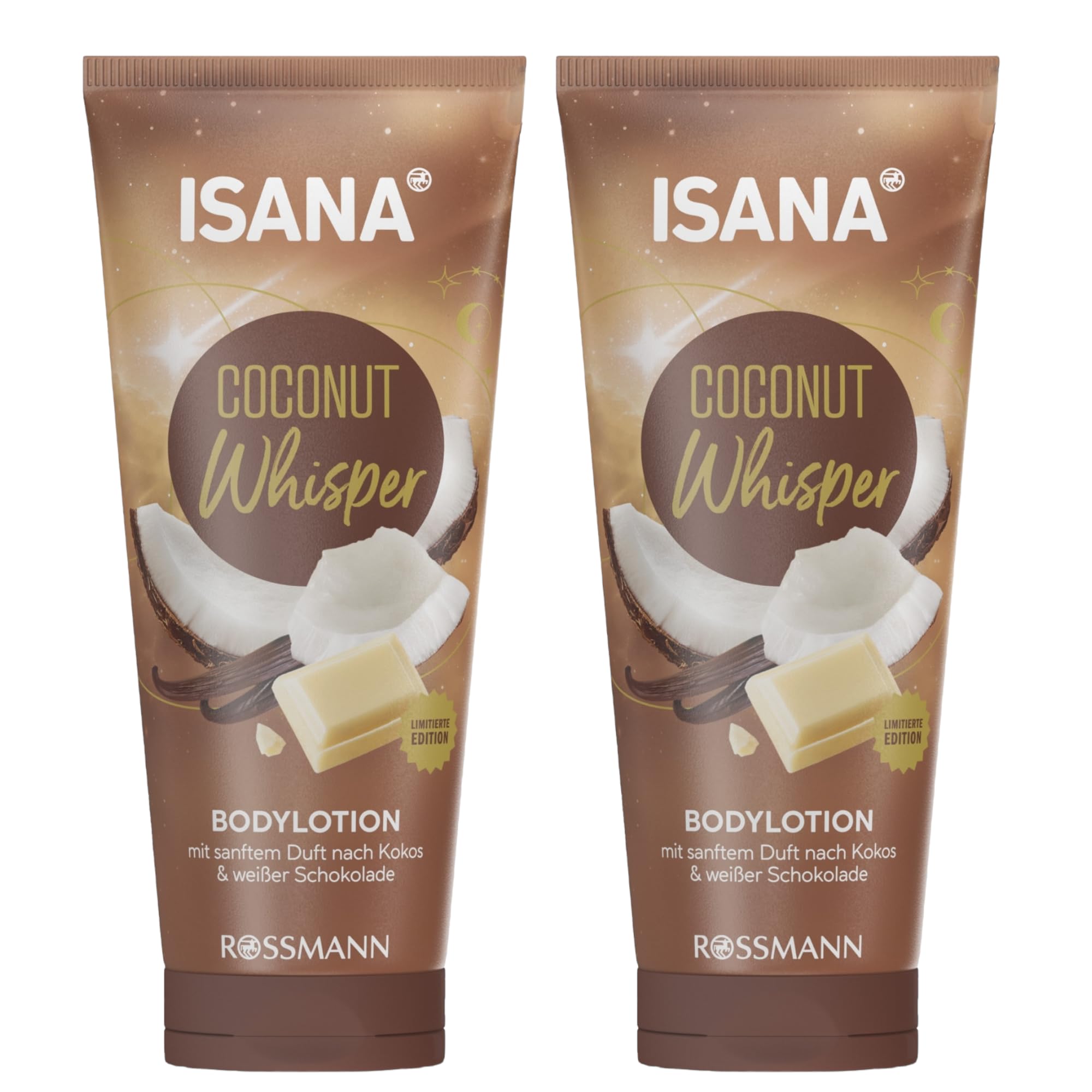 ISANA Coconut Whisper Body Lotion, 2 x 200 ml, Coconut and White